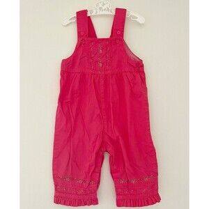 Vintage Baby Girl Carter's 9 Month Playful Pink Overalls Floral Embroidered
